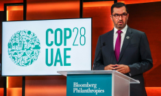 Le président de la COP28, Sultan Al Jaber, à New York le 19 septembre 2023. ( AFP / ZAK BENNETT )