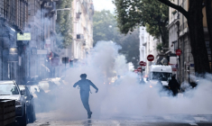 Affrontements entre lycéens et forces de l'ordre à Lyon le 1er octobre 2026 ( AFP / Alex MARTIN )