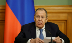 Le ministre russe des Affaires étrangères Sergueï Lavrov lors d'une conférence de presse à Moscou, le 16 mars 2026 ( POOL / TATYANA MAKEYEVA )