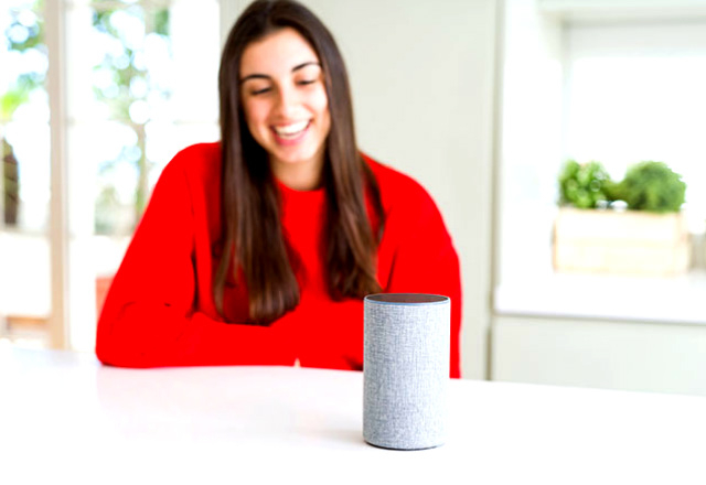 On peut être en contact avec sa banque grâce aux enceintes connectées ( Crédits : Adobe Stock)