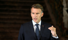 Le président français Emmanuel Macron lors d'une conférence de presse à Brühl, en Allemagne, le 17 juillet 2026 ( AFP / INA FASSBENDER )