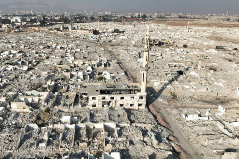 Vue aérienne de destructions dans le district d'Assali à Damas, le 2 janvier 2025 ( AFP / Bakr ALKASEM )