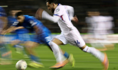 Rayan Cherki lors de la victoire des Français 3-1 en Azerbaïdjan pour la dernière journée des qualifications pour le Mondial-2026, le 16 novembre 2025 à Bakou ( AFP / FRANCK FIFE )