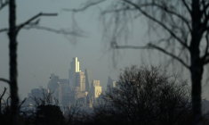 Le quartier financier de la City de Londres vu depuis Richmond Park, à Londres