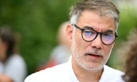 Le premier secrétaire du PS Olivier Faure aux universités d'été des Ecologistes, à Strasbourg, le 21 août 2025 ( AFP / SEBASTIEN BOZON )