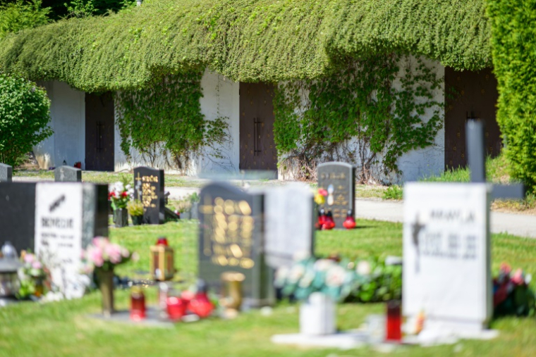 L'ossuaire du cimetière Lipica où ont été transférés les restes des "domobranci", supplétifs des nazis en Slovénie, le 30 avril 2025 à Skofja Loka ( AFP / Jure Makovec )