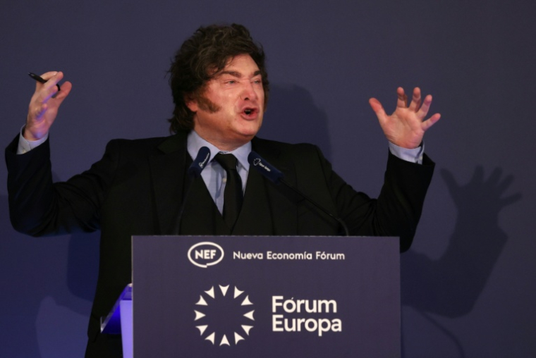 Le président argentin Javier Milei à Madrid le 21 octobre 2026 ( AFP / Thomas COEX )