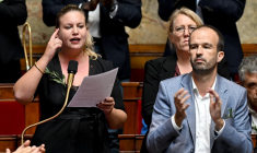 Mathilde Panot et Manuel Bompard, à l'Assemblée nationale, en octobre 2023 (illustration) ( AFP / MIGUEL MEDINA )