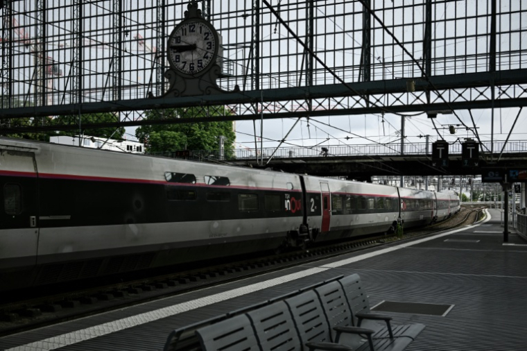 Un TGV à quai à la gare Saint-Jean déserte, lors d'une grève nationale à la SNCF, le 10 juin 2026 à Bordeaux ( AFP / Philippe LOPEZ )