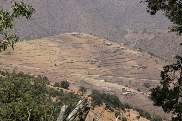 Vue de différentes communautés de la commune rurale de Tilougguite dans la région de Beni Mellal-Khenifra, le 19 août 2025 au Maroc ( AFP / Abdel Majid BZIOUAT )
