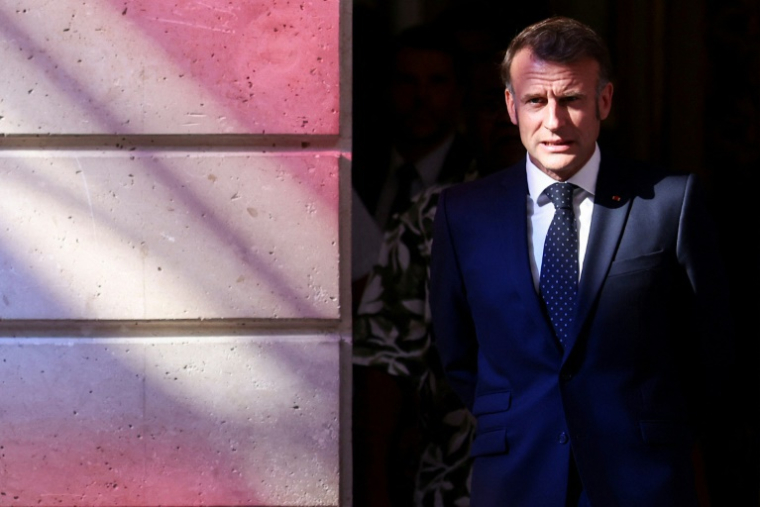 Le président français Emmanuel Macron à l'Elysée à Paris le 12 juillet 2025 ( POOL / Tom Nicholson )
