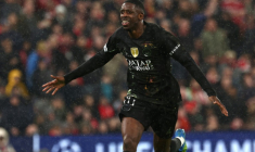 Ousmane Dembélé auteur du but de la victoire pour le PSG à Liverpool, le 14 avril 2026 ( AFP / FRANCK FIFE )