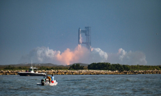 Lancement de Starship depuis la base de Starbase, au Texas, le 27 mai 2025 ( AFP / Sergio FLORES )