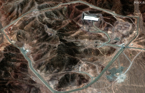 Image sattelite diffusée par la société Maxar Technologies montrant le site nucléaire iranien de Fordo, le 14 juin 2025 ( Satellite image ©2025 Maxar Technologies / - )