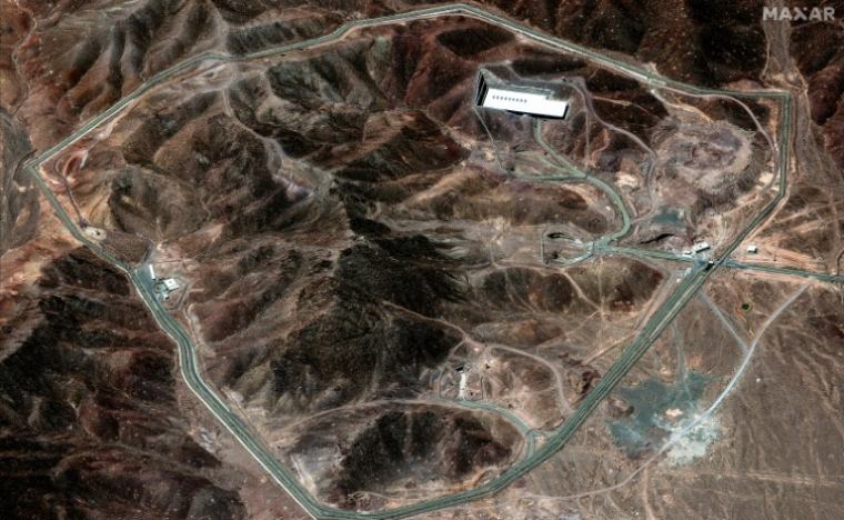 Image sattelite diffusée par la société Maxar Technologies montrant le site nucléaire iranien de Fordo, le 14 juin 2025 ( Satellite image ©2025 Maxar Technologies / - )