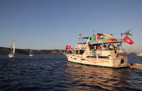 Des bateaux, faisant partie de la flottille Global Sumud