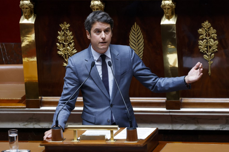Gabriel Attal, à l'Assemblée nationale, lundi 3 juin ( AFP / LUDOVIC MARIN )
