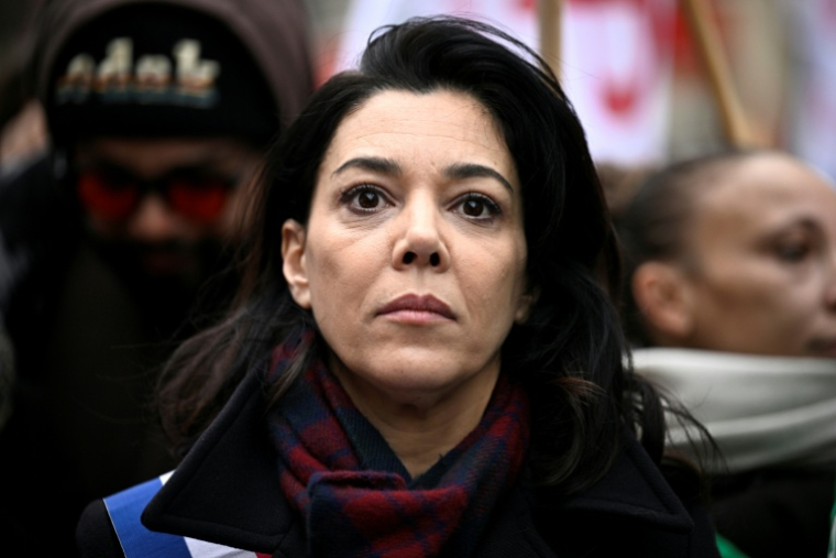 La députée de La France Insoumise Sophia Chikirou, lors d'une manifestation nationale en soutien aux Palestiniens, Paris, le 29 novembre 2025 ( AFP / JULIEN DE ROSA )