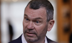 Le patron des Mousquetaires/Intermarché Thierry Cotillard, le 6 mars 2023. ( AFP / GEOFFROY VAN DER HASSELT )