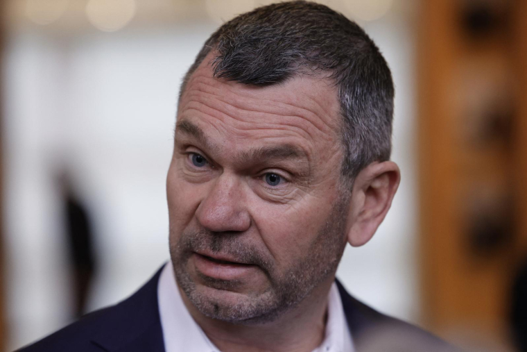 Le patron des Mousquetaires/Intermarché Thierry Cotillard, le 6 mars 2023. ( AFP / GEOFFROY VAN DER HASSELT )