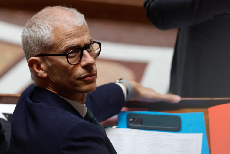 Franck Riester, à l'Assemblée nationale, en juillet 2023 ( AFP / Geoffroy Van der Hasselt )