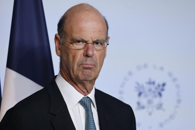 Eric Lombard, Ministre de l'Économie, des Finances et de la Souveraineté industrielle et numérique, à l'Elysée (Paris) le 16 avril 2025. ( AFP / LUDOVIC MARIN )