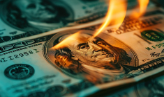 un billet de 100 dollars en feu (Crédits: Adobe Stock)