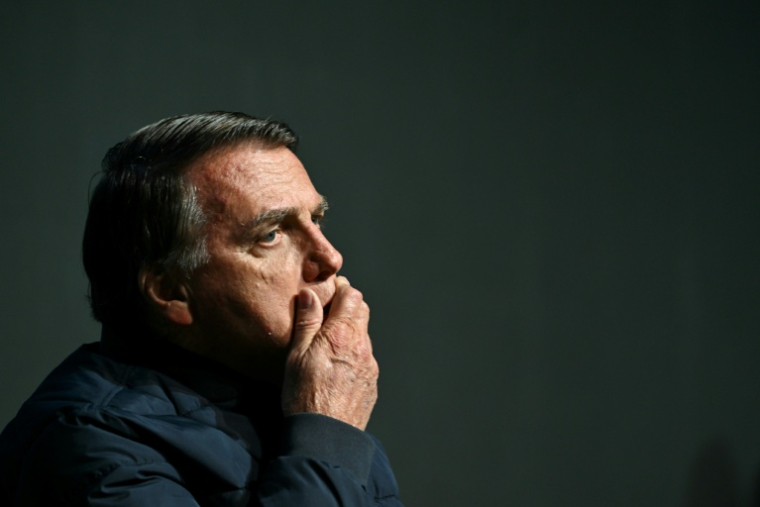 L'ex-président brésilien (2019-2023) Jair Bolsonaro lors d'une conférence dans l'Etat de Santa Catarina, au Brésil, le 6 juillet 2024 ( AFP / Evaristo Sa )