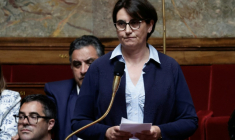 Sophie Pantel, Ici à l'Assemblée nationale le 11 juin 2025 corapporteure, estime urgent d'adapter la réponse de l'Etat à l’ampleur du changement climatique ( AFP / STEPHANE DE SAKUTIN )
