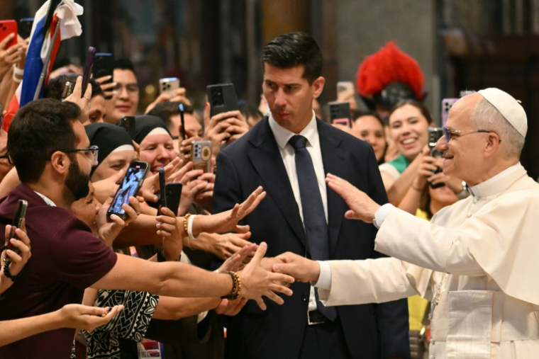 Le pape Léon XIV rencontre des fidèles au Vatican le 29 juillet 2025 ( AFP / Alberto PIZZOLI )