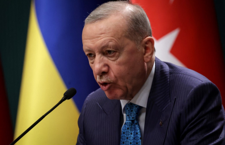 Recep Tayyip Erdogan, lors d'une conférence de presse avec Volodymyr, le 18 février 2025,à Ankara ( AFP / ADEM ALTAN )
