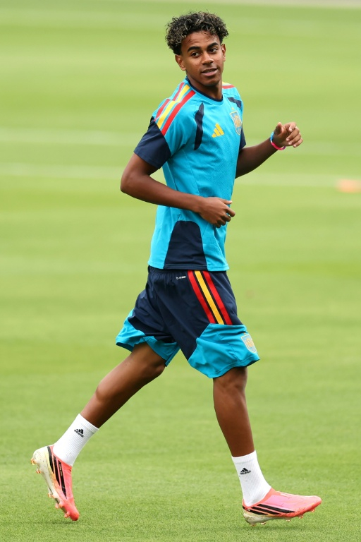 Lamine Yamal, l'attaquant de l'Espagne, lors d'une séance d'entraînement de son équipe, à Inglewood (Californie), le 1er juillet 2026 ( GETTY IMAGES NORTH AMERICA / Florencia Tan Jun )