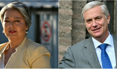 La candidate à la présidence du Chili Jeannette Jara (à gauche) de la coalition Unidad por Chile et le candidat à la présidence du Chili José Antonio Kast, du Partido Republicano, à Santiago, le 3 décembre 2025 ( AFP / RODRIGO ARANGUA )