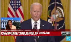 Invasion militaire russe en Ukraine : "Poutine a déclaré sa guerre", assure Joe Biden
