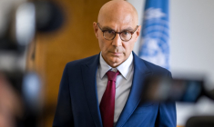 Volker Turk, à Genève, le 16 septembre 2025 ( AFP / FABRICE COFFRINI )