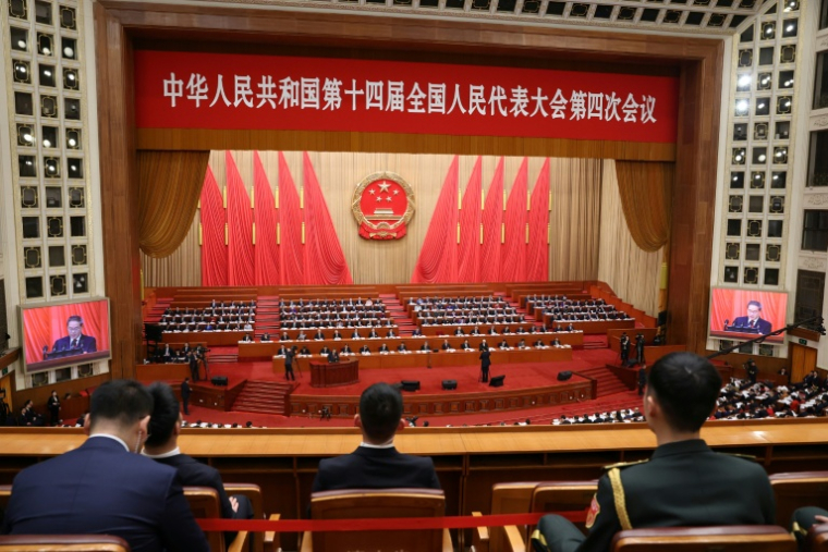 Le Premier ministre chinois Li Qiang lors du grand événement annuel dit des Deux sessions, à Pékin, le 5 mars 2026 ( POOL / Florence Lo )