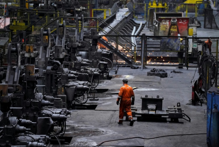 Salarié de British Steel, à Scunthorpe, dans Lincolnshire, dans l'est de l'Angleterre, le 17 avril 2025.  ( POOL / Danny Lawson )