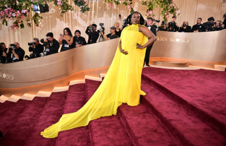 L'actrice britannique Wunmi Mosaku, membre du casting de "Sinners", arrive à la 83e cérémonie des Golden Globes, le 11 janvier 2026  ( AFP / Frederic J. Brown )