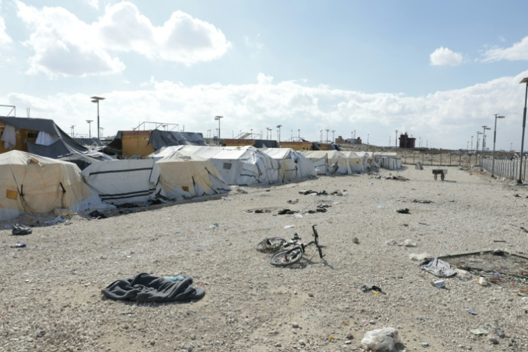 Le camp d'al-Hol, dans le nord-est de la Syrie, vidé de ses résidents, des proches de jihadistes de l'organisation Etat islamique (EI), le 25 février 2026 ( AFP / Bakr ALkasem )