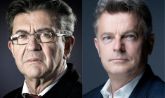 Jean-Luc Mélenchon à Paris, le 24 janvier 2017 et Fabien Roussel à Paris, le 25 mai 2021. ( AFP / JOEL SAGET )