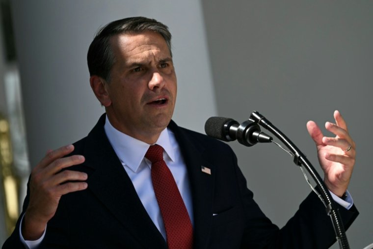 Le ministre américain de la Justice Todd Blanche lors d'un briefing à la Maison Blanche, le 15 septembre 2026 à Washington ( AFP / Brendan SMIALOWSKI )