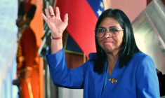 La vice-présidente vénézuélienne Delcy Rodriguez après la signature d'une loi d'aministie, à Caracas, le 19 février 2026 ( AFP / Juan BARRETO )