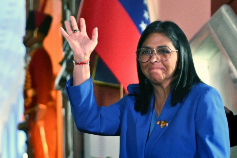 La vice-présidente vénézuélienne Delcy Rodriguez après la signature d'une loi d'aministie, à Caracas, le 19 février 2026 ( AFP / Juan BARRETO )