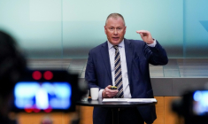 Le chef du fonds souverain de la Norvège, géré par la banque centrale norvégienne, Nicolai Tangen, lors de présentation des résultats annuels pour 2024, à Oslo le 29 janvier 2025 ( NTB / Ole Berg-Rusten )