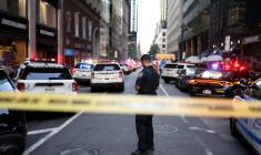 La police dans les rues de New York après une tuerie, le 28 juillet 2025 ( AFP / CHARLY TRIBALLEAU )