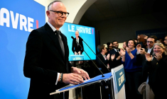 Edouard Philippe (Horizons),  lors du 1er tours des élections municipales au Havre, le 15 mars 2026 ( AFP / Lou BENOIST )