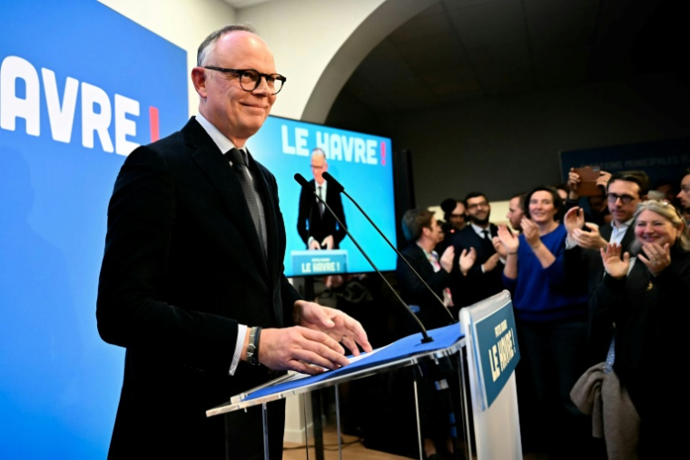 Edouard Philippe (Horizons),  lors du 1er tours des élections municipales au Havre, le 15 mars 2026 ( AFP / Lou BENOIST )