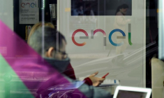 Le logo de la multinationale italienne Enel est visible à Milan