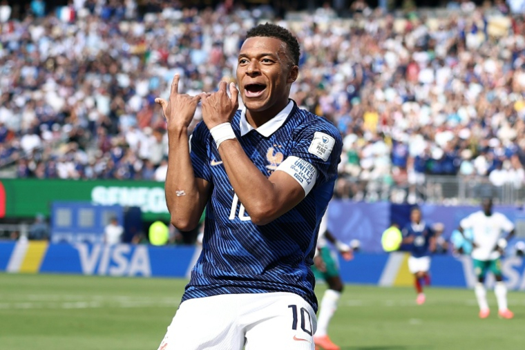 Kylian Mbappé, auteur d'un doublé pour la France face au Sénégal, lors de la Coupe du monde, le 16 juin 2026 à East Rutherford  ( AFP / CHARLY TRIBALLEAU )