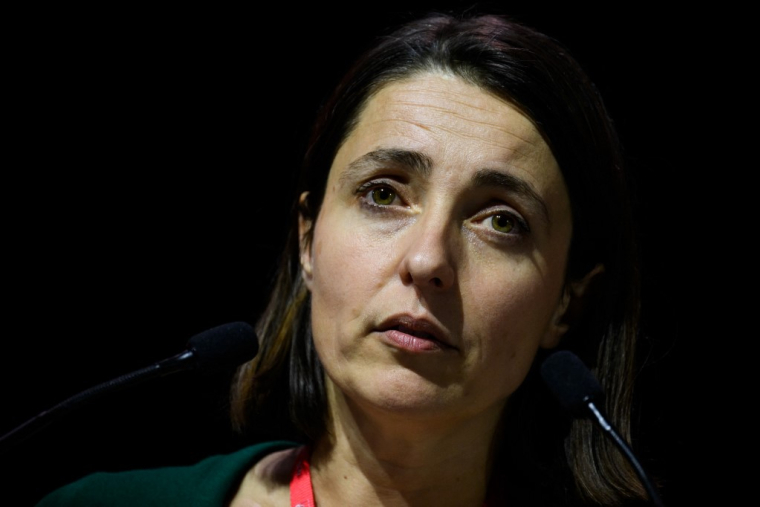 Sophie Binet, le 31 mars 2023, à Paris ( AFP / JEFF PACHOUD )